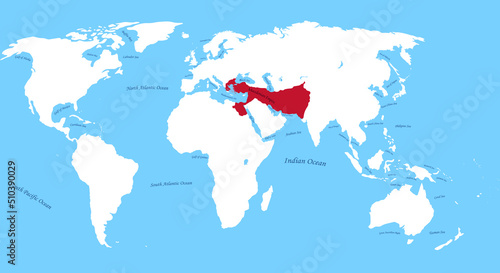 Macedonian Empire The Great Alexander the largest borders map with all world, sea and ocean names