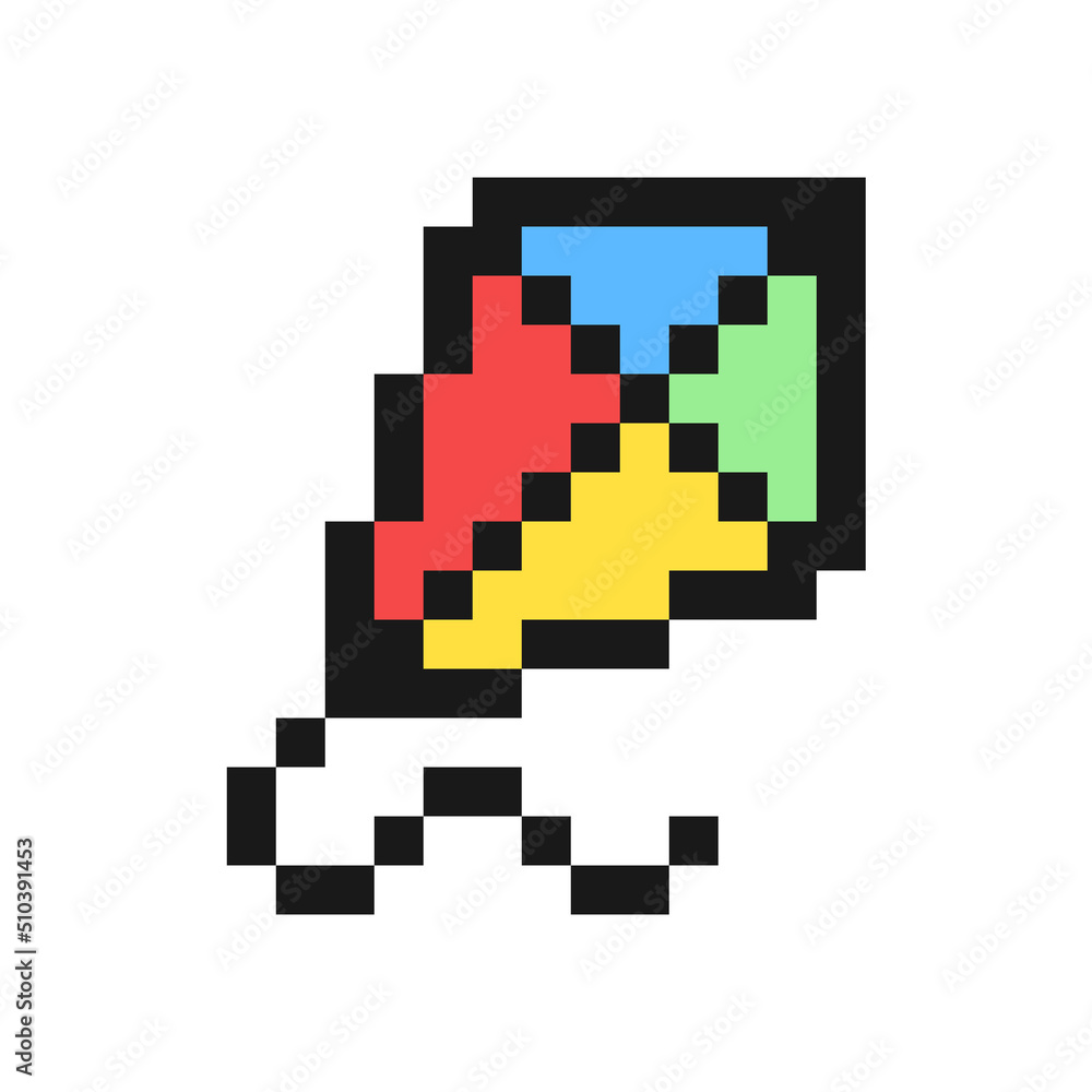 Kite icon in pixel art design isolated on white background, vector sign symbol Kite icon in pixel art design isolated on white background, vector sign symbol