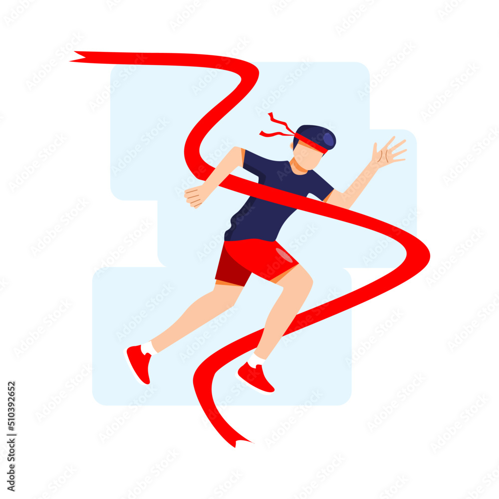 Man running, flat illustration, flat style, design graphic for posters, and social media needs.