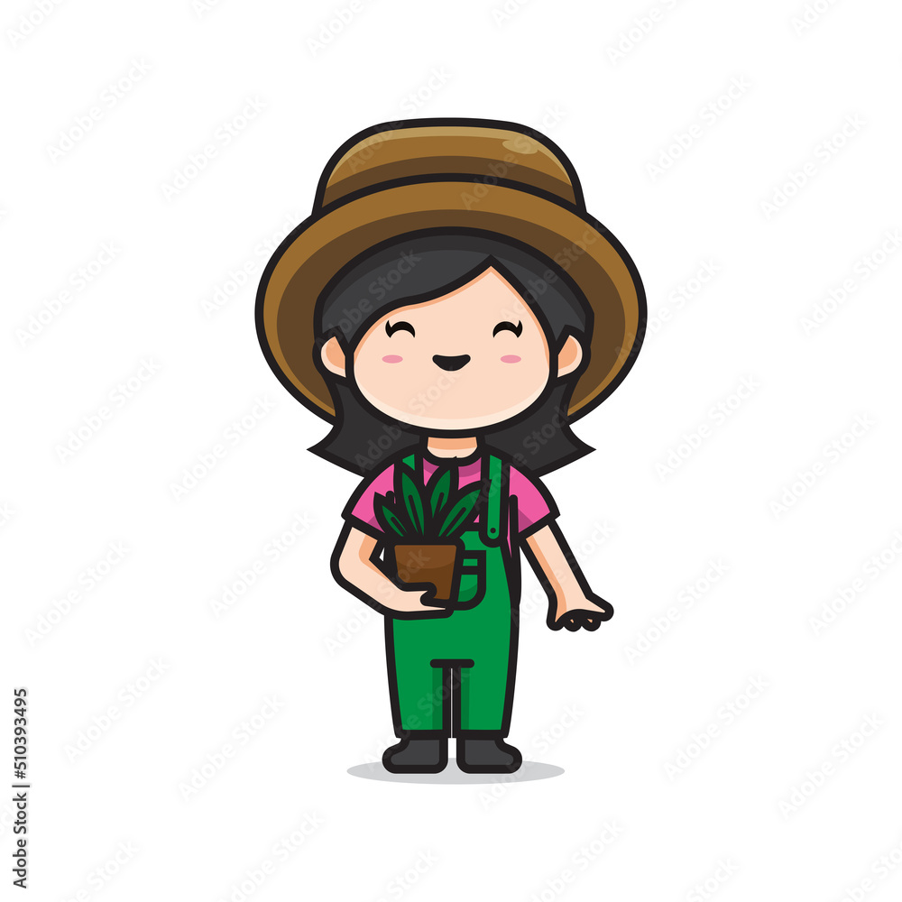 cute girl gardener vector cute girl gardener vector