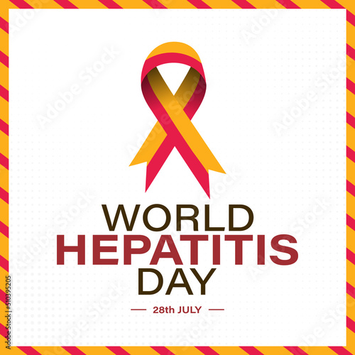 28 july world hepatitis day. red, yellow ribbon. vector illustration. Medical solidarity day concept.