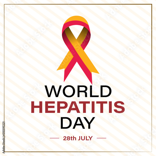 28 july world hepatitis day. red, yellow ribbon. vector illustration. Medical solidarity day concept.