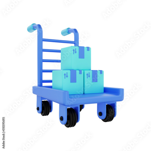 3d rendering e commerce trolley with package