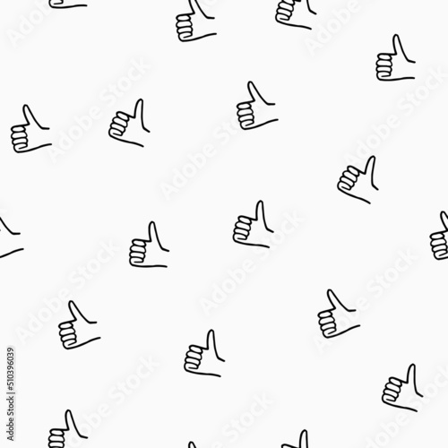 Seamless pattern with hand drawn  thumbs up
