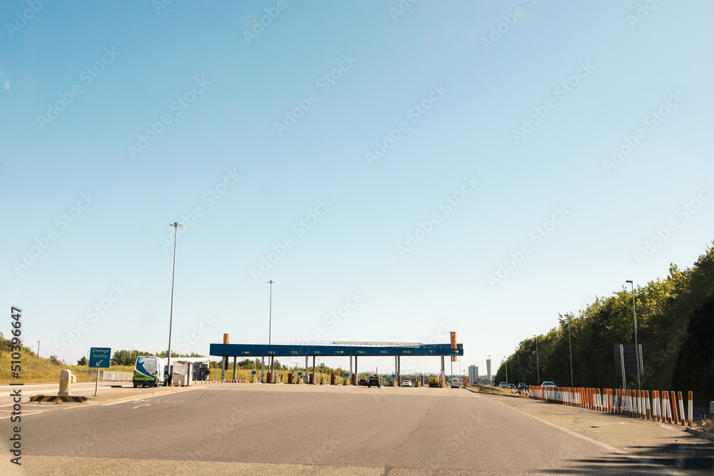 Newcastle UK: 1st June 2020: Tyne Tunnel crossing toll booth approach