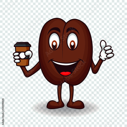 coffee character illustration, animated coffee mascot logo