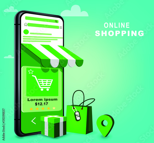 3d online shopping on website or mobile app social media marketing and digital marketing concepts