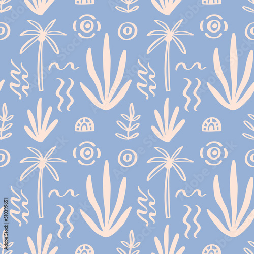 Palm tree vector seamless pattern. Tropical summer background