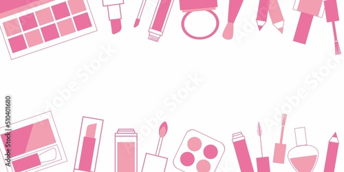 Make up and Beauty background. Cosmetics product pattern background. Vector illustration.