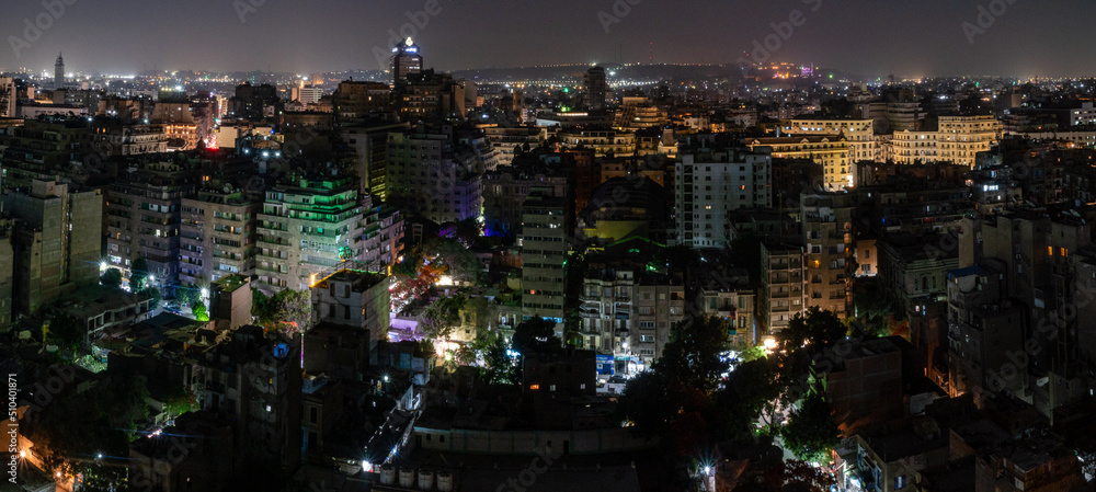 panorama view of Cairo in Egypt at night