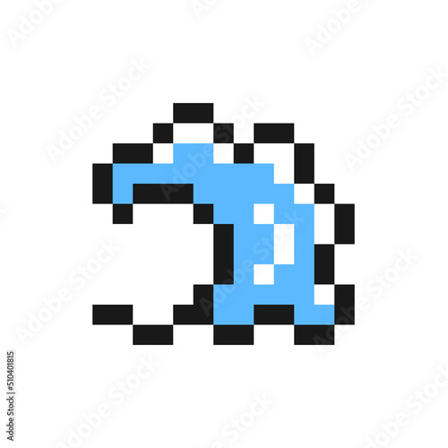 Sea wave icon in pixel art design isolated on white background, vector sign symbol