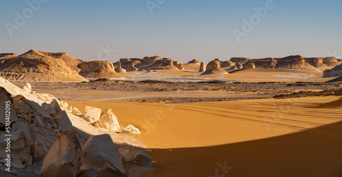 view of the beautiful white desert in Egypt with stunning rock formations