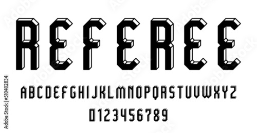 Set of alphabets font letters and numbers modern abstract design with 3D concept vector illustration