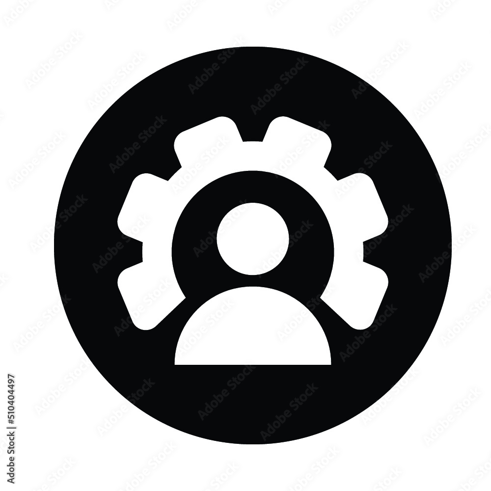 Gear, specialist, support icon. Black vector graphics.