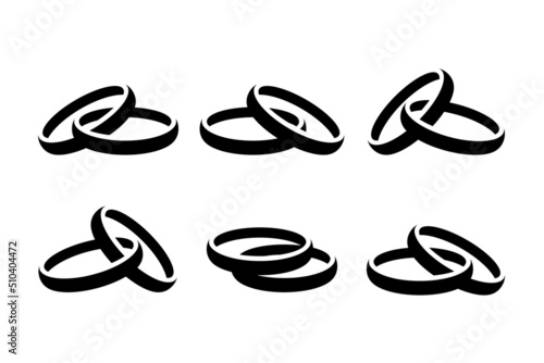 Wedding Rings. Rings icon set. Collection Of Design Wedding Rings. Ornament Accessories. Flat style