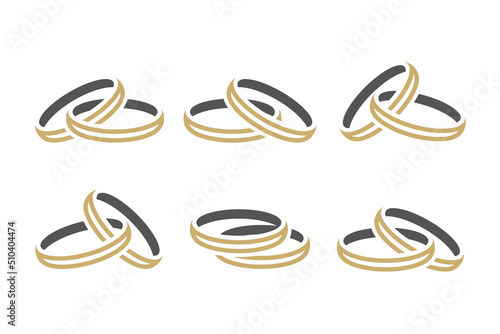 Wedding Rings. Rings icon set. Collection Of Design Wedding Rings. Ornament Accessories. Flat style