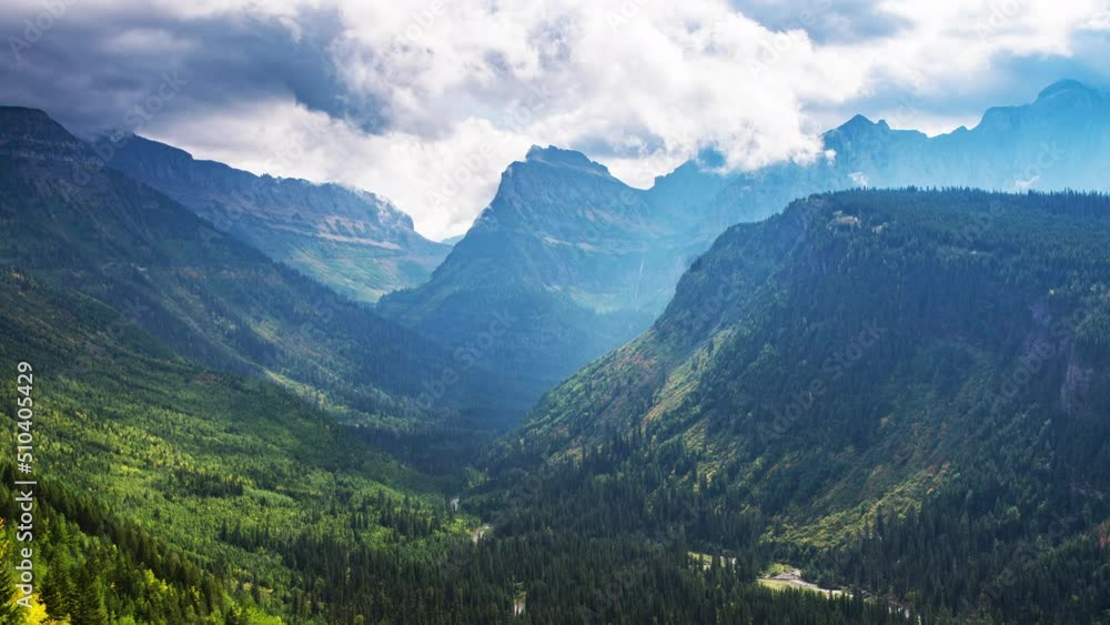 Time lapse with Panoramic View from Glacier park during cloudy autumn day Time lapse with Panoramic View from Glacier park during cloudy autumn day