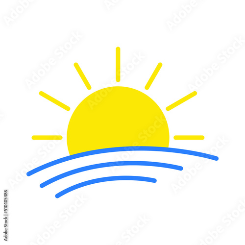 Sunset icon, sunrise icon. Sun, rise symbol. Morning icon.