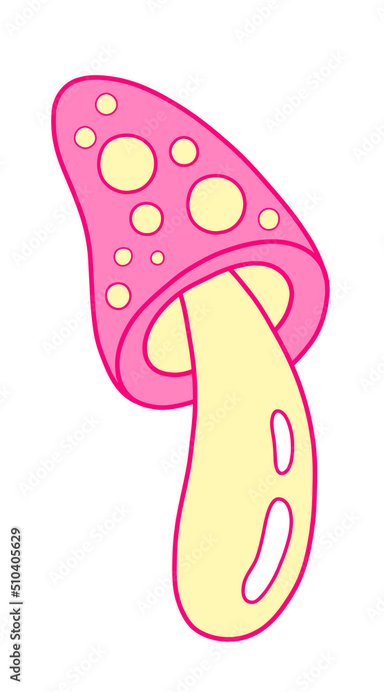 Hippie magic mushroom, retro 1970 vibe, y2k style. Vector illustration Hippie magic mushroom, retro 1970 vibe, y2k style. Vector illustration