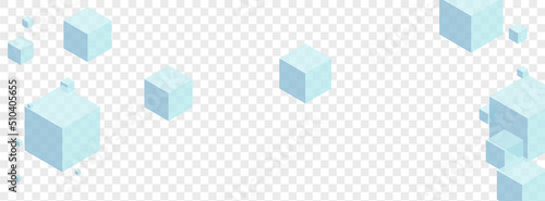 Monochrome Geometric Background Transparent Vector. Polygon Empty Card. White Cube Flow Texture. Blockchain Design. Blue Shadow Block.