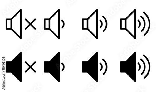 set of sound icons with different signal levels in a flat style