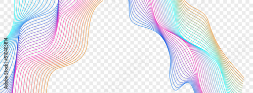 Gradient Soundwave Background Transparent Vector. Circular Banner. Bright Contour Gradient. Blend Noise Design. Rainbow Motion Wave.