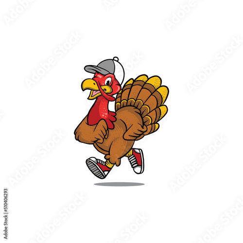 Turkey run mascot vector