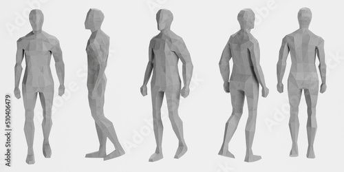 3D Render of Artificial Low-poly Character