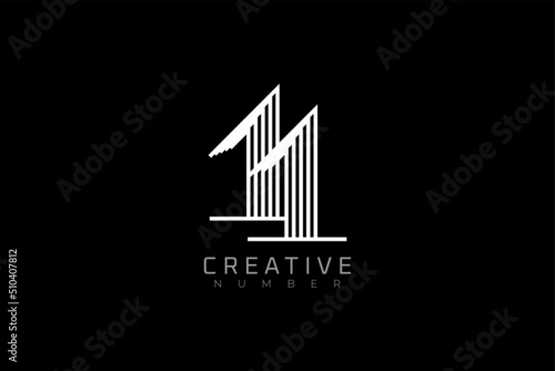 Number 11 Logo, modern and creative number 11 multi line style, usable for brand, anniversary and business logos, flat design logo template, vector illustration