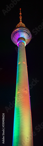 Berlin TV Tower illuminated colors at night (ID: 510408626)