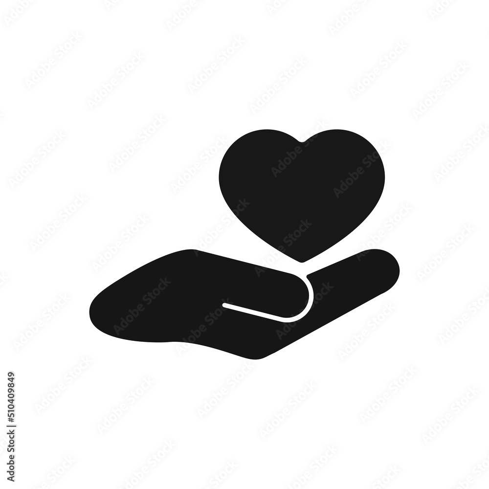 Saving love, silhouette icon, flat vector illustration for UI graphic design. Heart in hands. Saving love, silhouette icon, flat vector illustration for UI graphic design. Heart in hands.