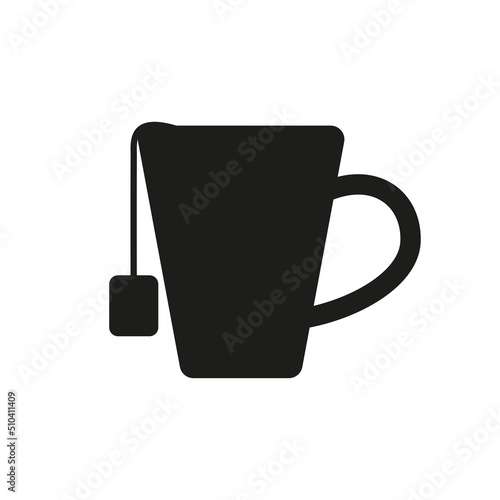 Cup of tea silhouette icon, Cup with tea flat vector illustration for UI graphic design.