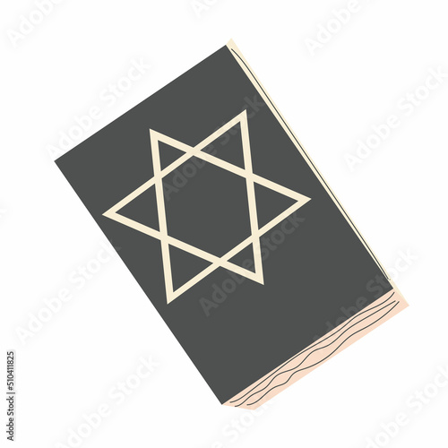 Torah book, Judaism religion Holy book. Ancient Jewish Bible sacred texts, holy scriptures. Vector illustration