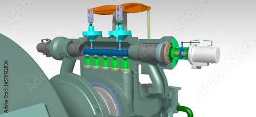 Fotografie steam turbine governor main stop valve 3D illustration