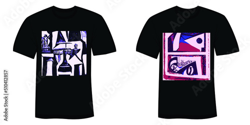 2 stylish independence day t-shirt and apparel cubist design vector illustration