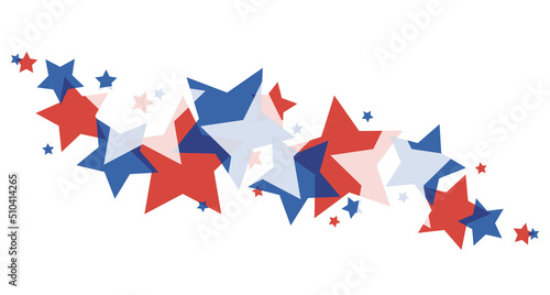 Patriotic red white and blue stars in an overlay style
