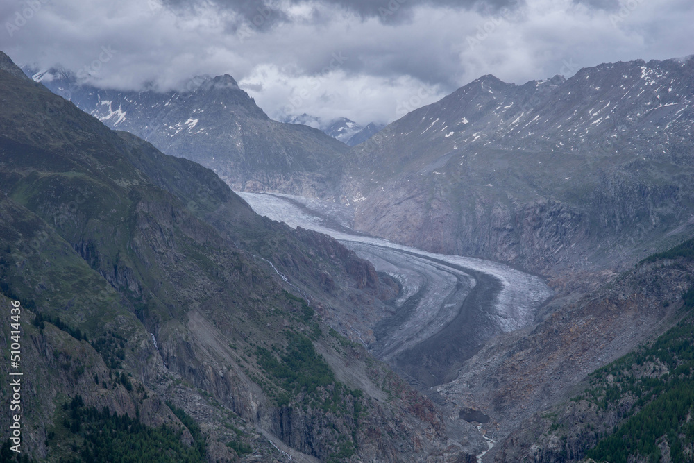 The Aletsch Glacier viewed from Belalp in the Swiss Alps The Aletsch Glacier viewed from Belalp in the Swiss Alps