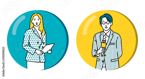 Reporter and Women Anchor News Host Vector Illustration for In-depth Articles