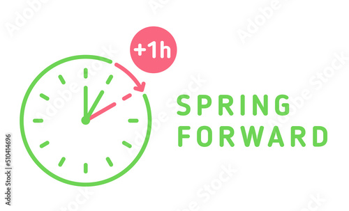 Outline vector icon with text spring forward.
