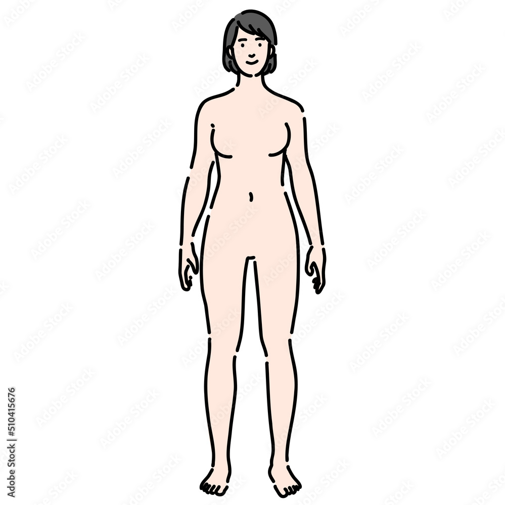 裸の若い女性の全身 裸の若い女性の全身