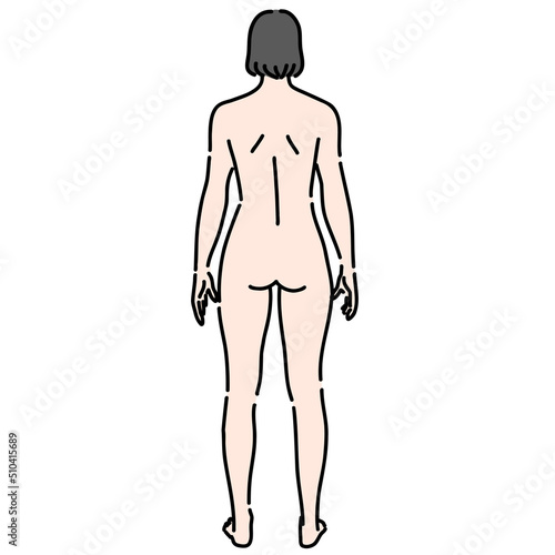 裸の若い女性の後ろ姿