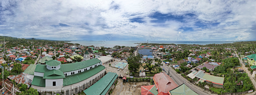 Tubigon, Bohol, Philippines - Panoramic aerial of the large town of ...