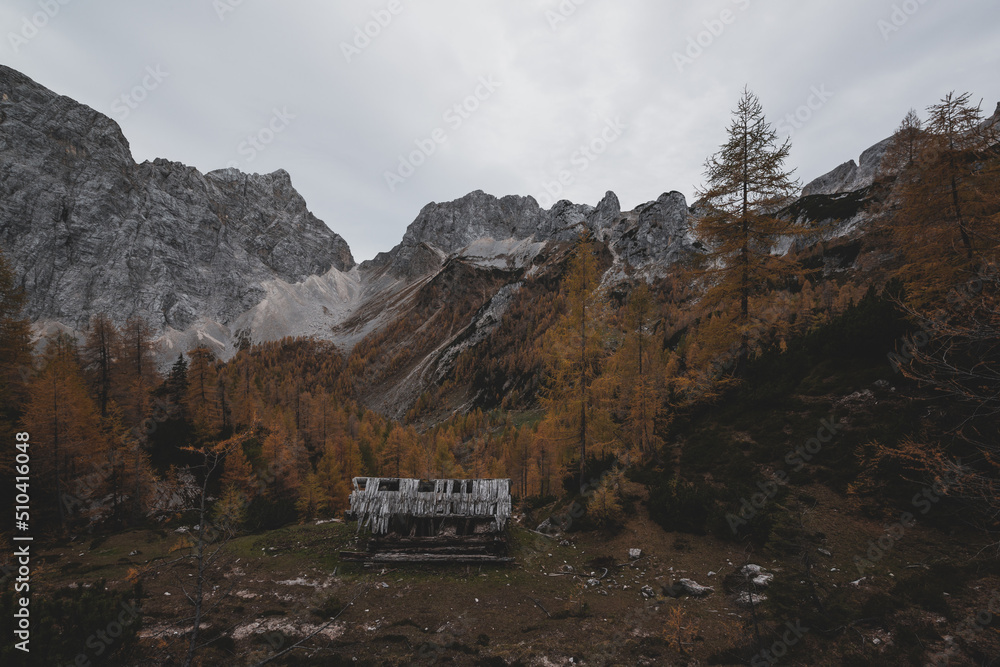 Beautiful autumn scenery in the mountains of Julian Alps in Slovenia. Beautiful autumn scenery in the mountains of Julian Alps in Slovenia.