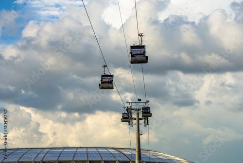 Moscow, Russia - june 2022: View cable car on Sparrow Hills