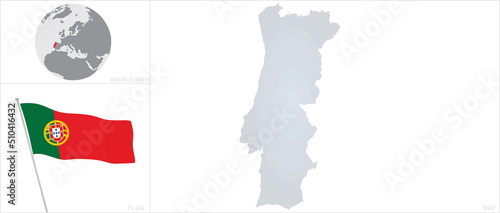 Portugal map and flag. vector