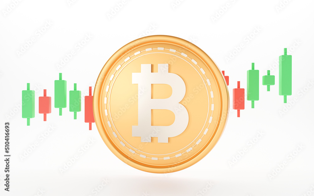 3D cryptocurrency coin isolated on white background. Bullish Candlestick graph investment trading, Bitcoin Banner Blockchain Cryptocurrency Concept, BTC, 3D rendering. 3D cryptocurrency coin isolated on white background. Bullish Candlestick graph investment trading, Bitcoin Banner Blockchain Cryptocurrency Concept, BTC, 3D rendering.