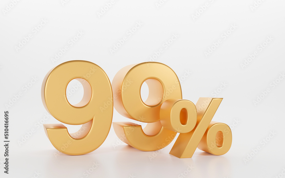3D Rendering Golden ninety nine percent isolated on white background. used in banner ads discount, 99 number Icon, Gold Sale Symbol.
3D Rendering Golden ninety nine percent isolated on white background. used in banner ads discount, 99 number Icon, Gold Sale Symbol.