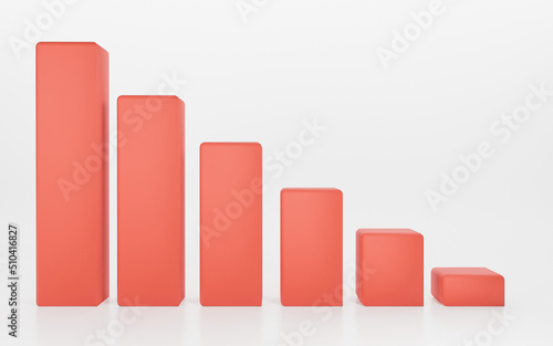 Free Download 3D Red bar graph on white background, Minimal concept trading cryptocurrency, Market investment trading, exchange, 3D rendering, isolated, financial, index, forex, drop, decline.
 - GFXLoad