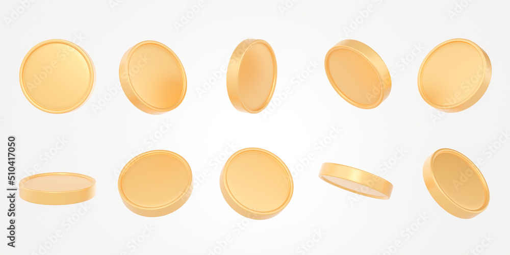 3D Set of golden coin on isolated white background use for banner. Spinning gold coins in different shape. Market investment trading, financial, index, forex, 3d rendering. 3D Set of golden coin on isolated white background use for banner. Spinning gold coins in different shape. Market investment trading, financial, index, forex, 3d rendering.