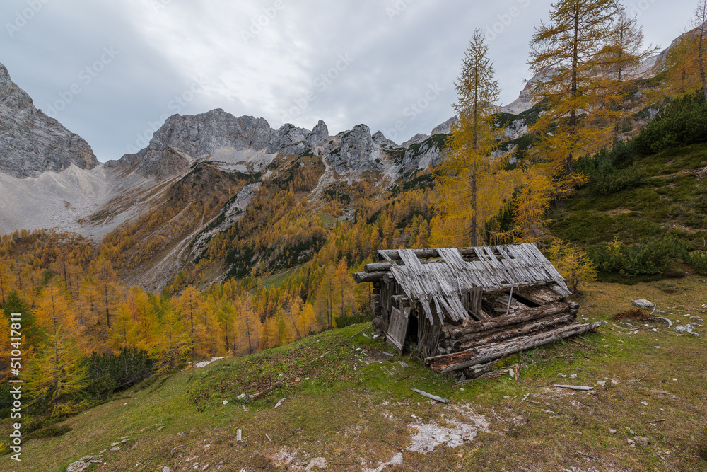 Beautiful autumn scenery in the mountains of Julian Alps in Slovenia. Beautiful autumn scenery in the mountains of Julian Alps in Slovenia.